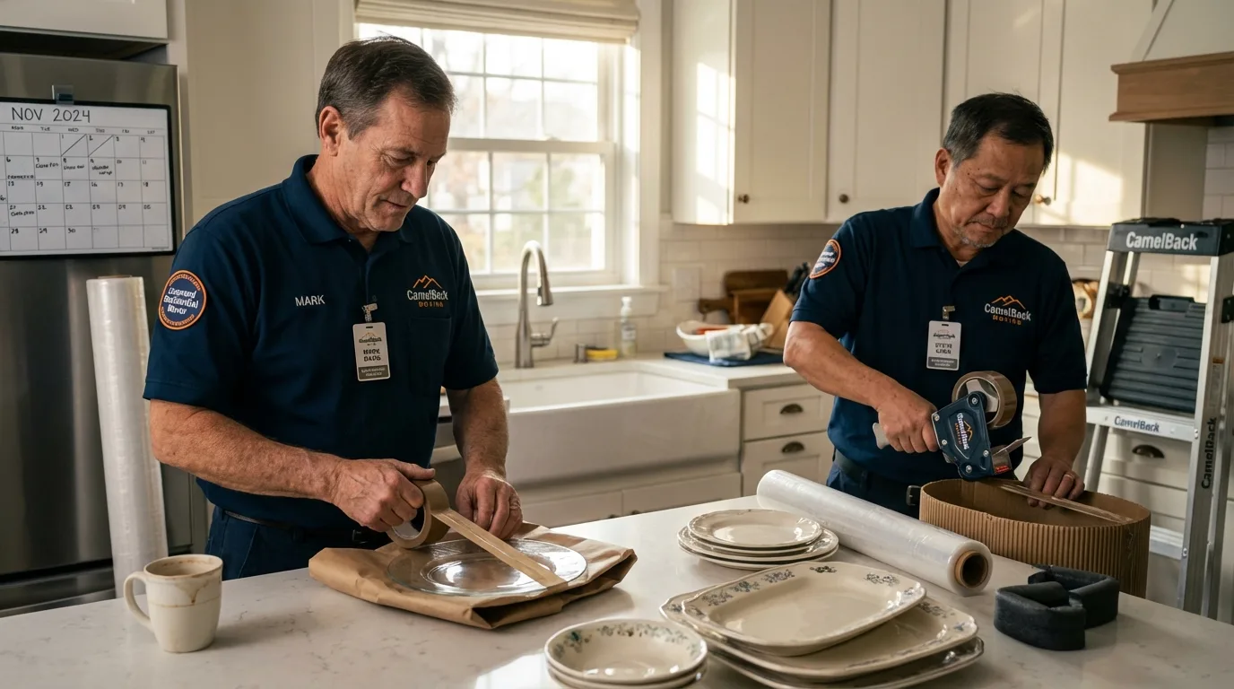 Professional crew packing kitchen dishware in Theodore, AL